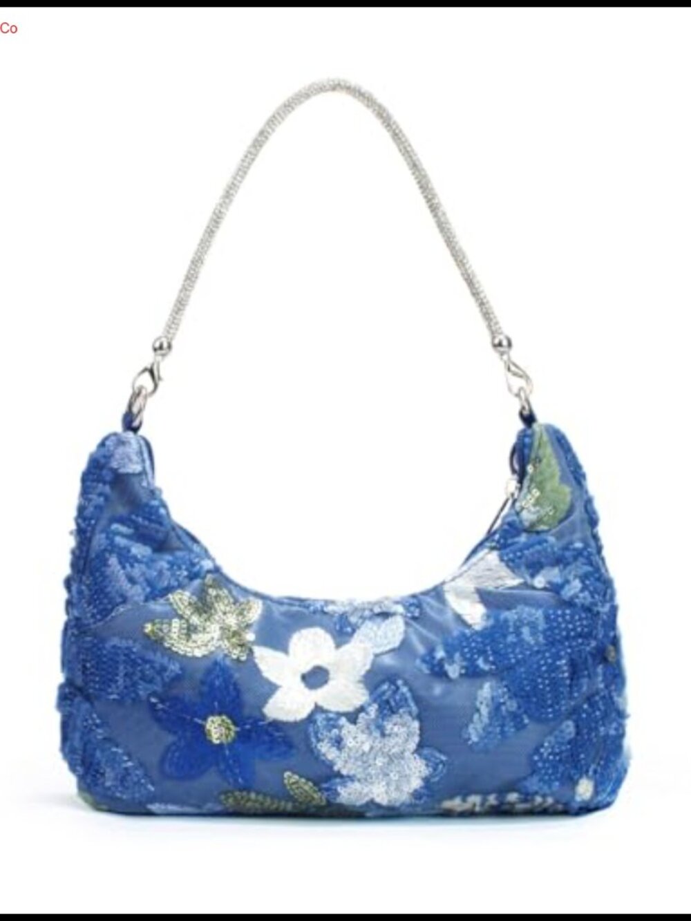 Sequin Floral Embroidered Evening Bag Clutch with Detachable Chain